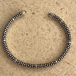 Lagos caviar cuff bracelet- Sterling silver and white topaz